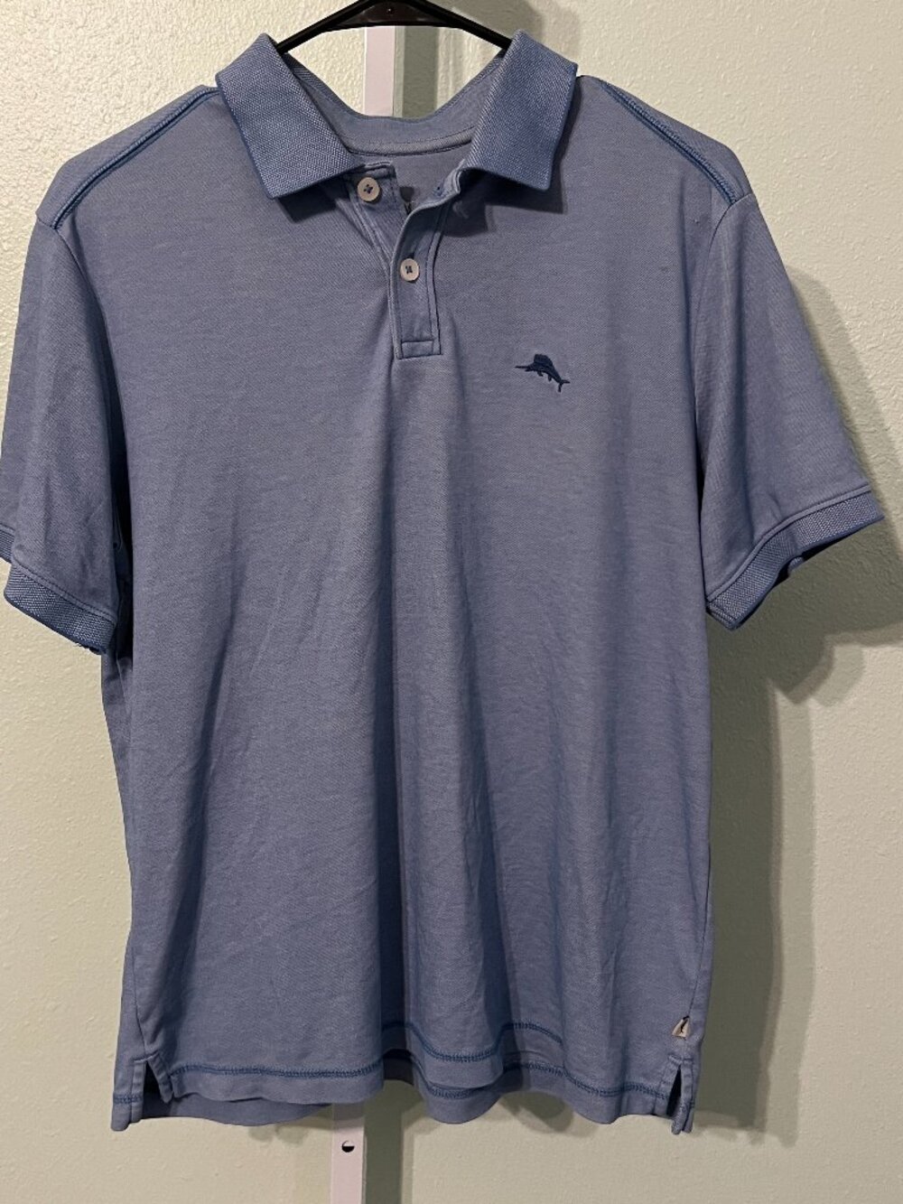 Tommy Bahama Heather Blue Supima Cotton Blend Short-Sleeve Polo SZ Small